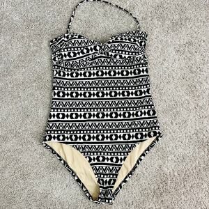 J. Crew Black & white bandeau one piece swimsuit  Size 6